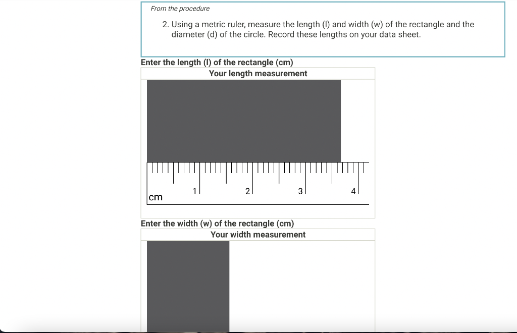 Solved From the procedure 2. Using a metric ruler, measure
