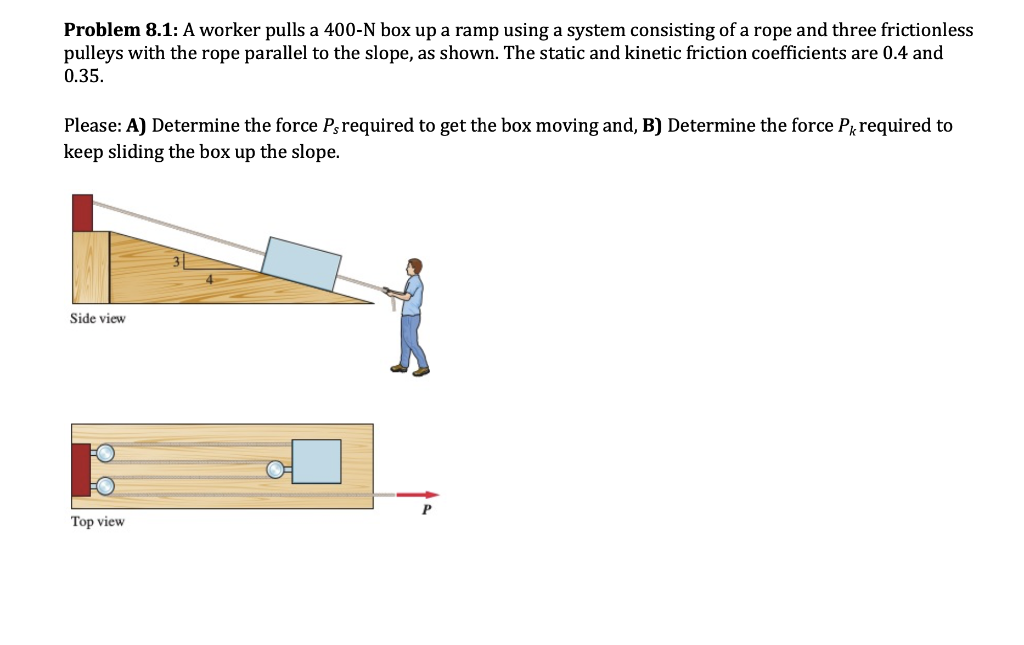Solved Problem 8.1 A worker pulls a 400N box up a ramp