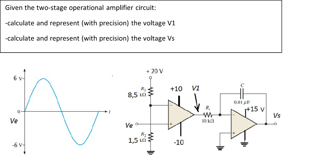 Solved Given the two-stage operational amplifier circuit: | Chegg.com