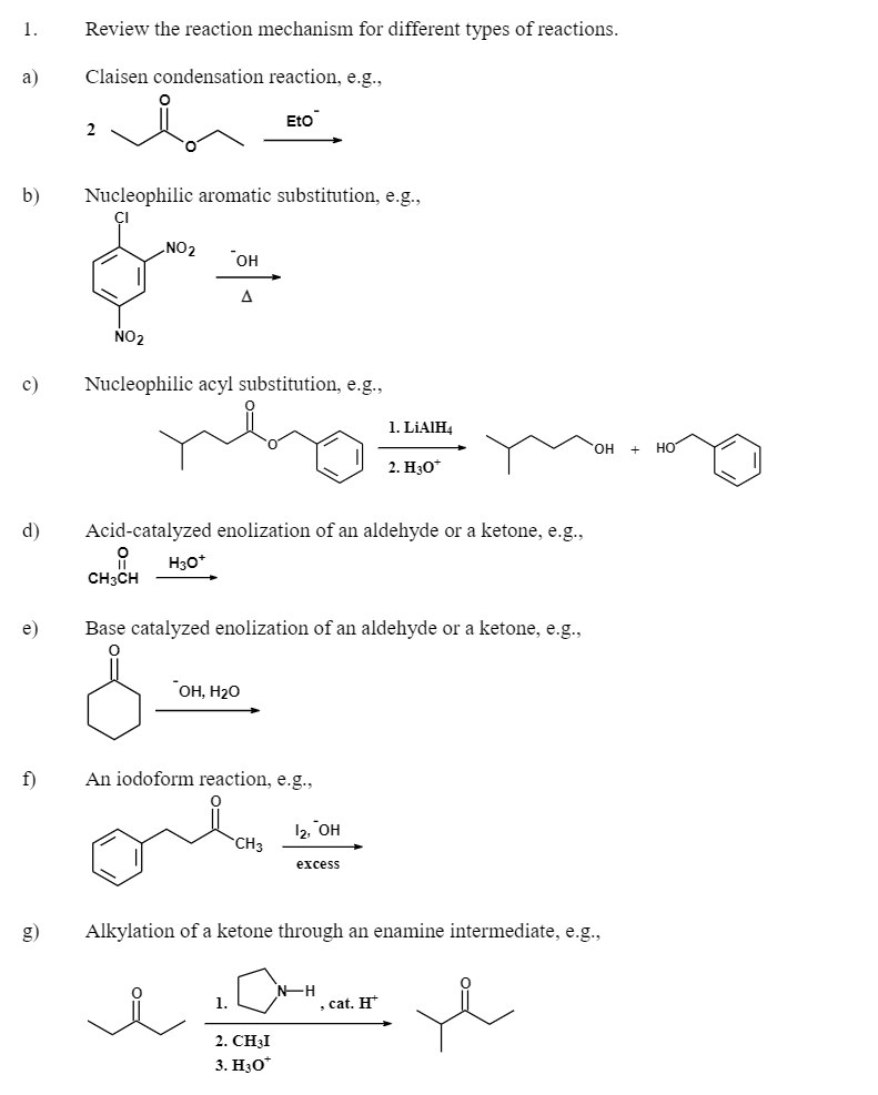 different types of reaction mechanism