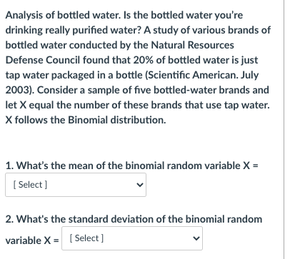 Solved Analysis of bottled water. Is the bottled water | Chegg.com