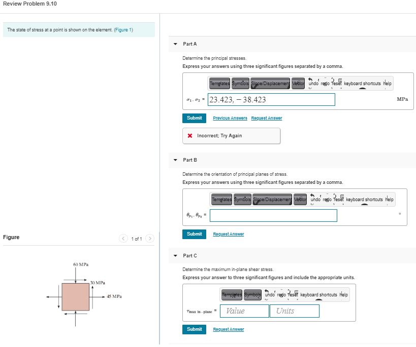 Solved Review Problem 9.10 The state of stress at a point is | Chegg.com