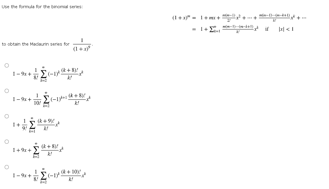 Solved Use The Formula For The Binomial Series Mm 1 X2 6766