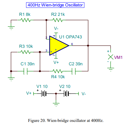 Solved Design a Wien Bridge oscillator that oscillates at 1 | Chegg.com