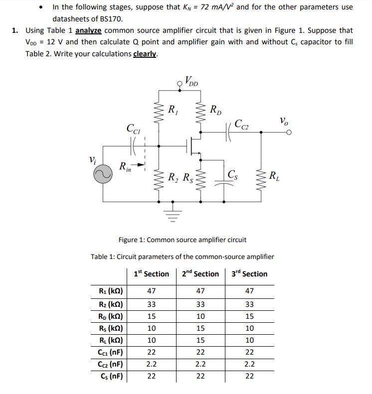 Solved Using Table 1 (third Section's Parameters Should Be | Chegg.com