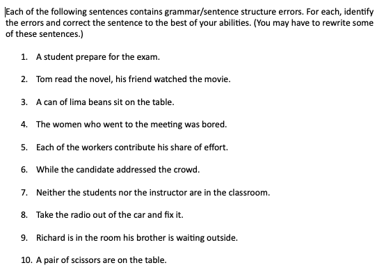 Solved Which of the following sentences includes a correct