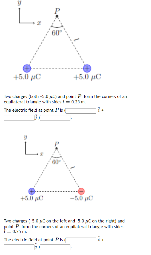 Solved Y P 60 5 0 Uc 5 0 Lc Two Charges Both 5 0 U Chegg Com