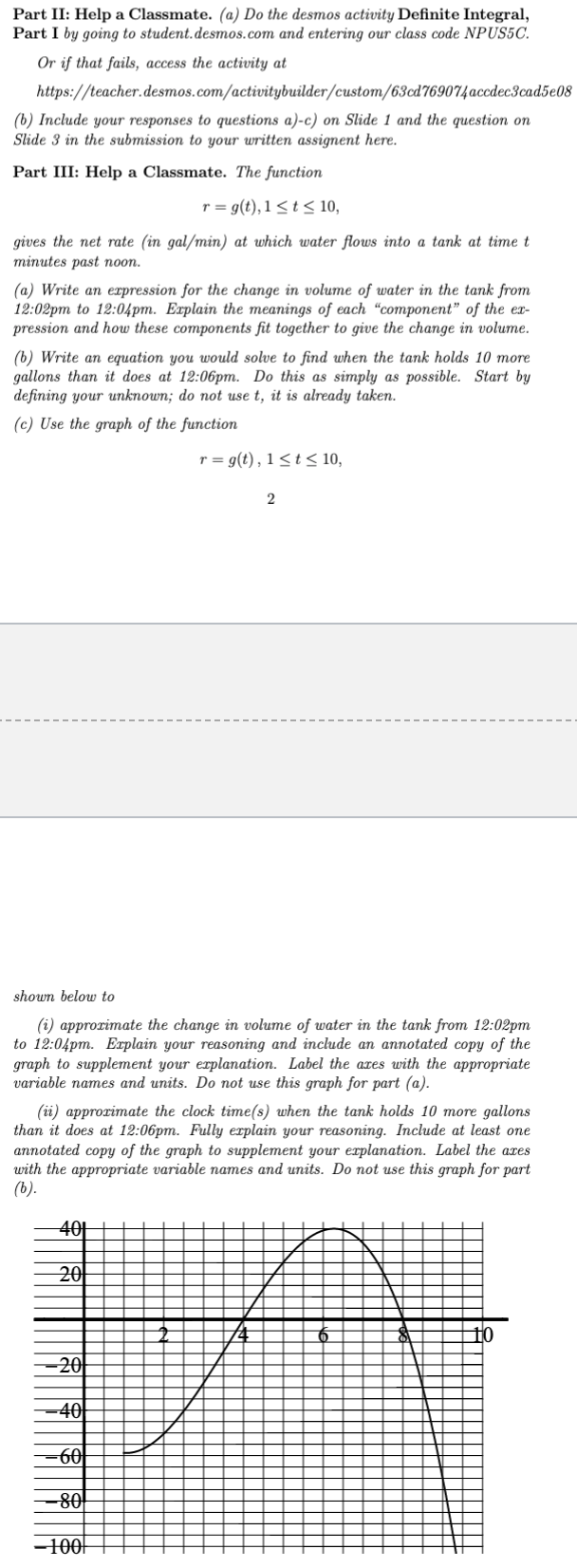 Solved Part II Help a Classmate. (a) Do the desmos activity