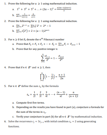 Solved 1 Prove The Following For 𝑎 1 Using Mathematical Chegg Com