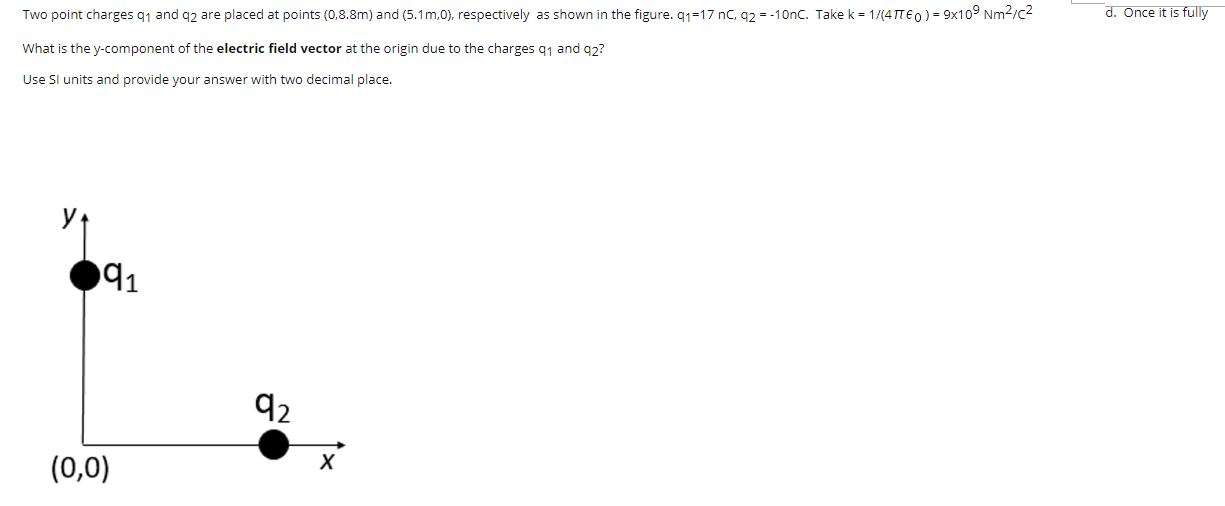 Solved Two point charges 91 and 92 are placed at points | Chegg.com