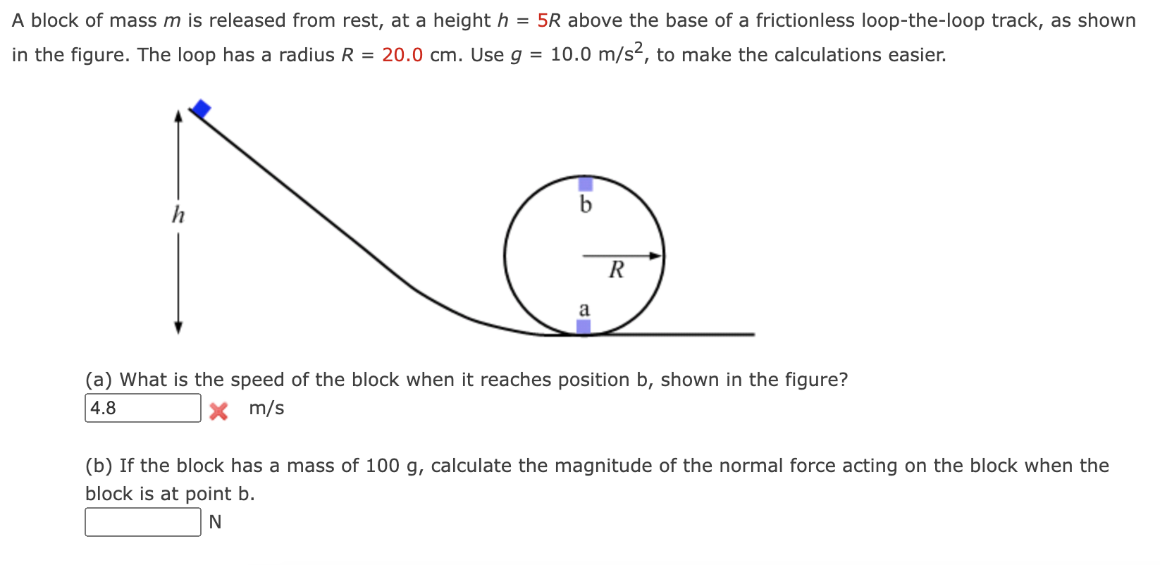 Solved A Block Of Mass M Is Released From Rest, At A Height 