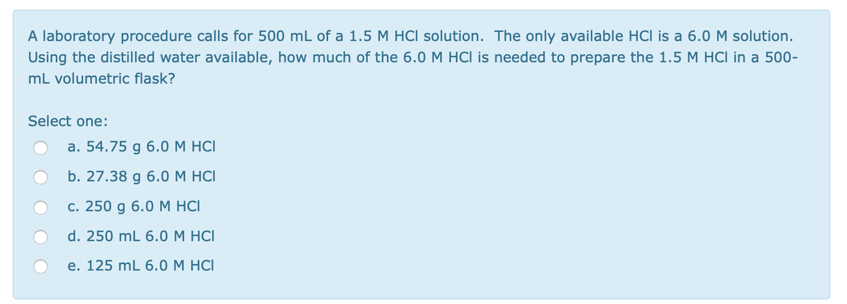 Solved A laboratory procedure calls for 500 mL of a 1.5 M