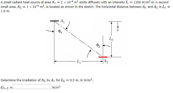 A Small Radiant Heat Source Of Area A1 2 X 10 4 M2 Chegg 