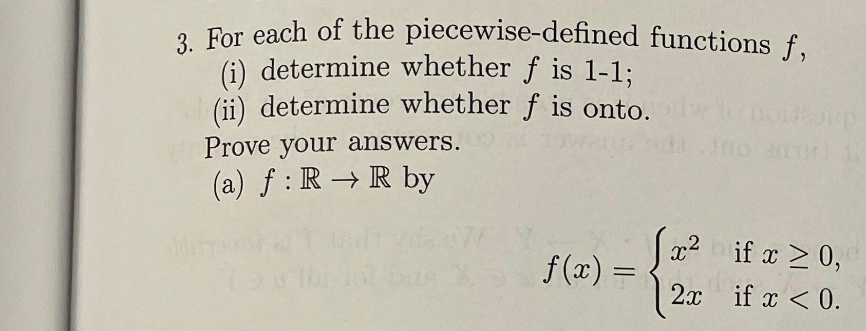 Solved 3. For each of the piecewise-defined functions f, (i) | Chegg.com