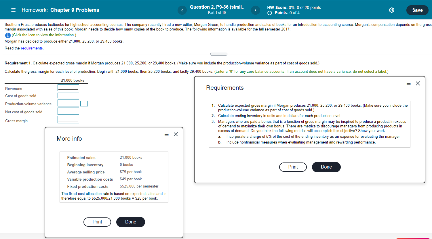 Solved = Homework: Chapter 9 Problems Question 2, P9-36 | Chegg.com