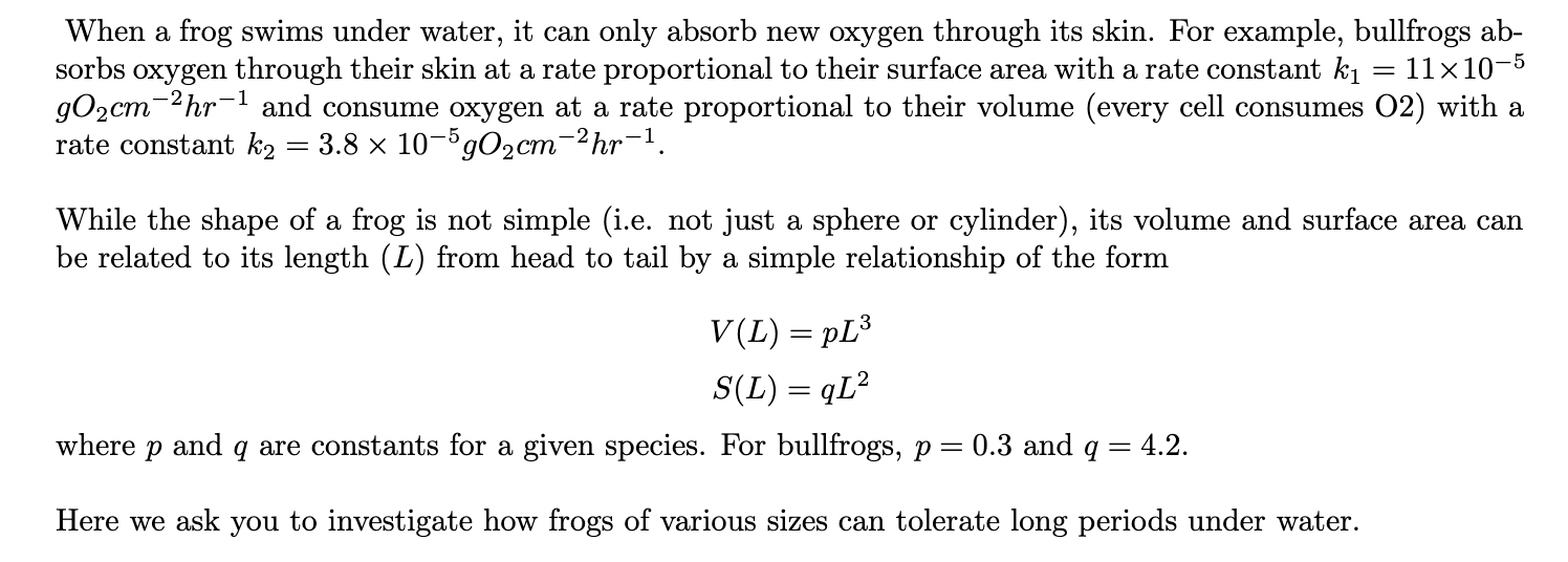 Solved When A Frog Swims Under Water, It Can Only Absorb New 