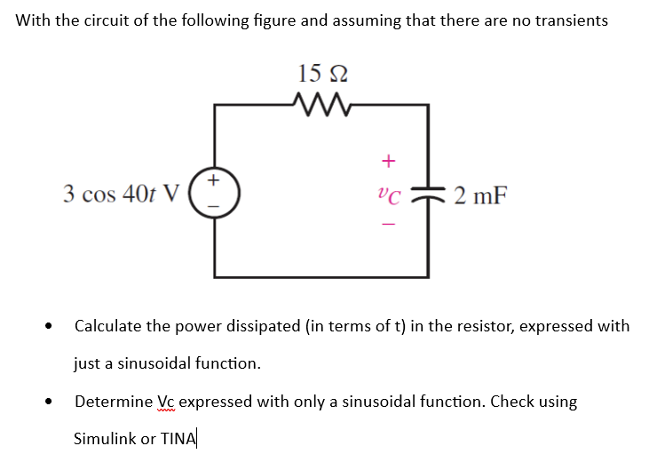 Solved With the circuit of the following figure and assuming | Chegg.com