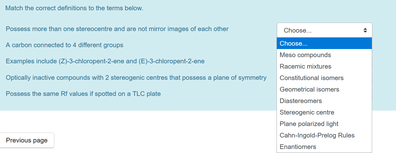 Solved Match the correct term to the following structures. | Chegg.com