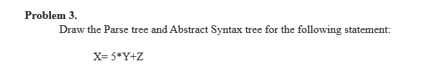 Solved roblem 3. Draw the Parse tree and Abstract Syntax | Chegg.com
