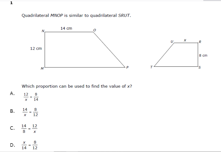 Solved 1 Quadrilateral MNOP is similar to quadrilateral