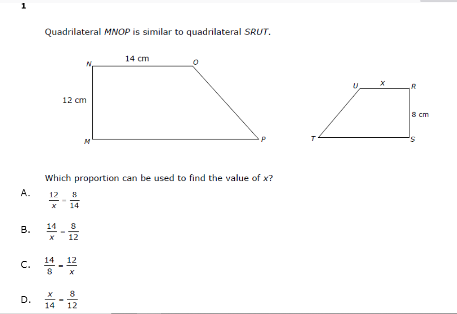 Solved 1 Quadrilateral MNOP is similar to quadrilateral | Chegg.com