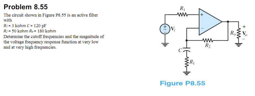 Solved The circuit shown in Figure P8.55 is an active filter | Chegg.com