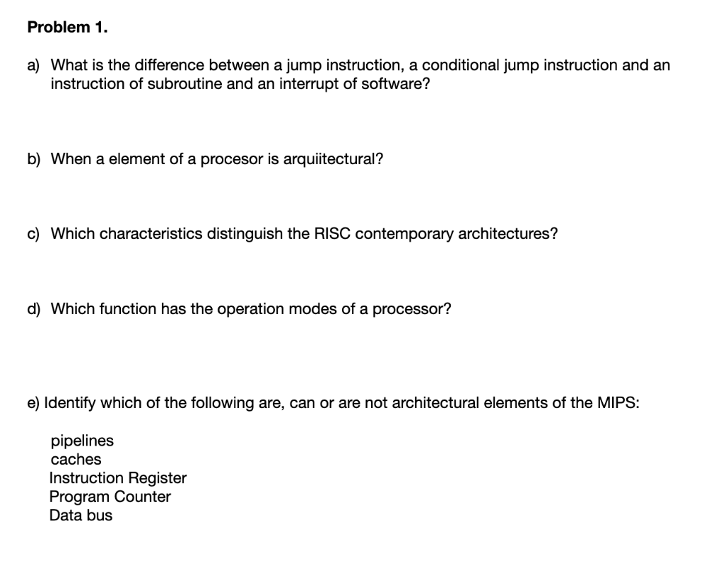 Solved Problem 1. a) What is the difference between a jump | Chegg.com