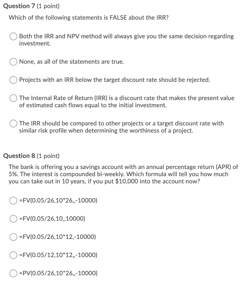 Solved Question 7 (1 Point) Which Of The Following | Chegg.com