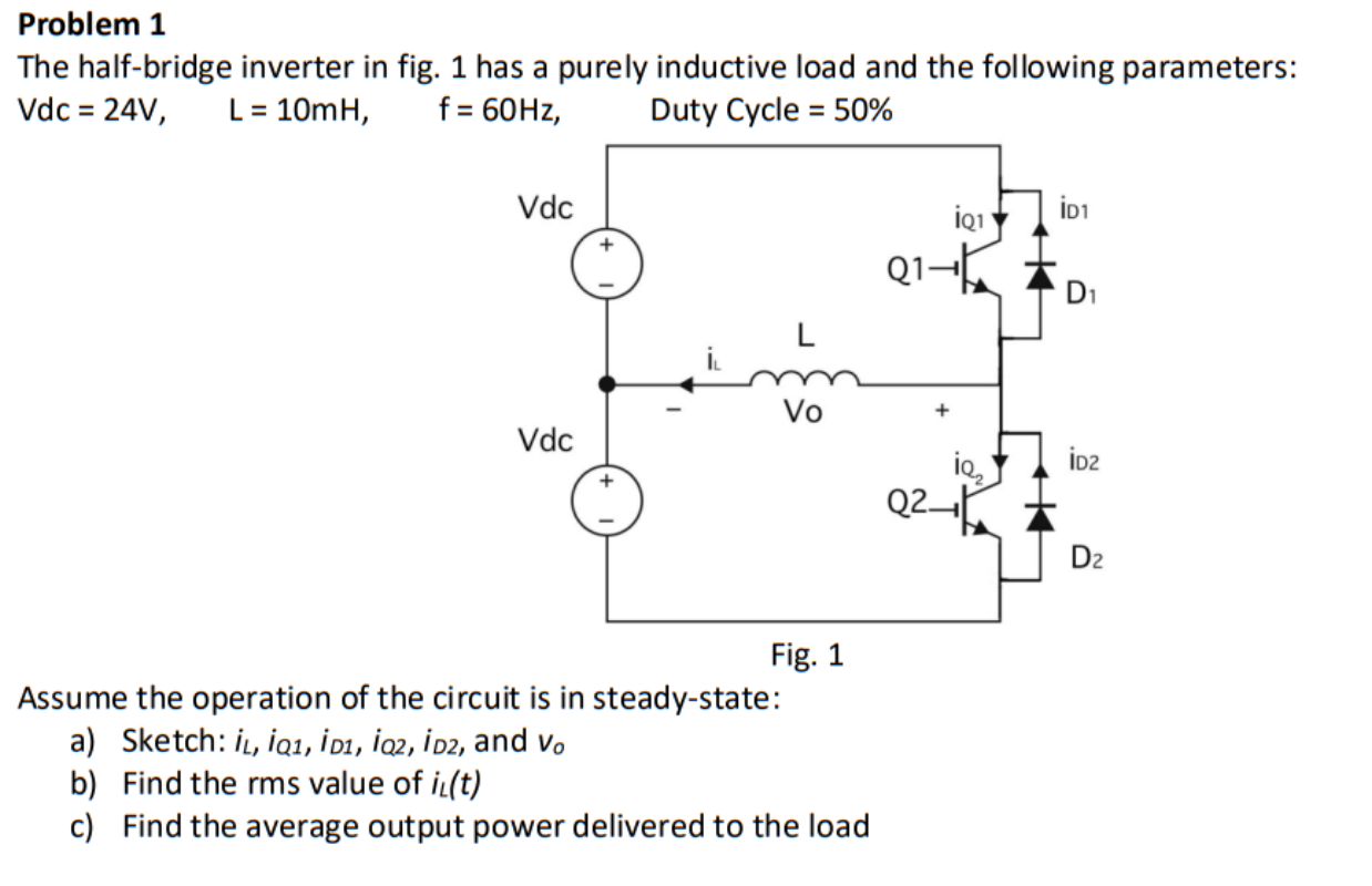 Solved Problem 1 The half-bridge inverter in fig. 1 has a | Chegg.com