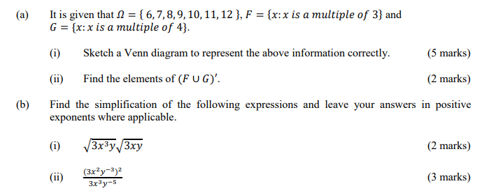 Solved (a) It Is Given That N = {6,7,8,9, 10, 11, 12 }, F = | Chegg.com