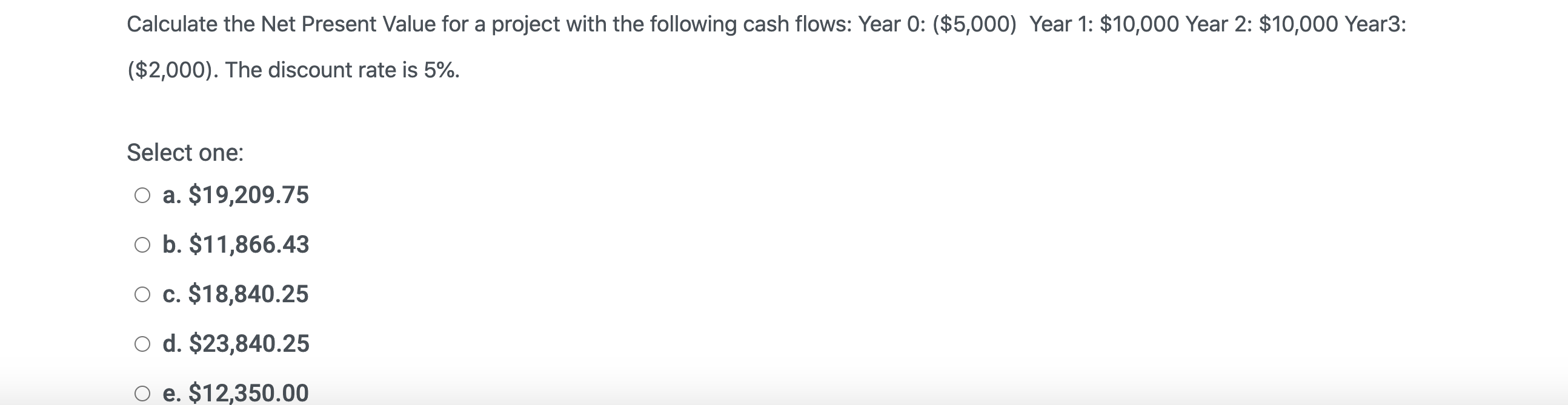 Solved Calculate the Net Present Value for a project with | Chegg.com