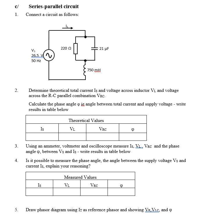 Solved c/ Series-parallel circuit 1. Connect a circuit as | Chegg.com