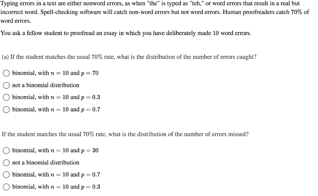 Solved Typing errors in a text are either nonword errors, as Solved Typing errors in a text are either nonword errors, as