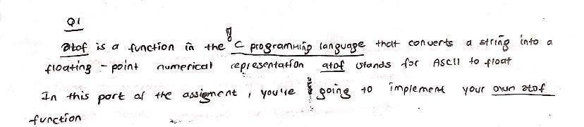 Solved 다. 핑 Otof is a function in the programming language | Chegg.com