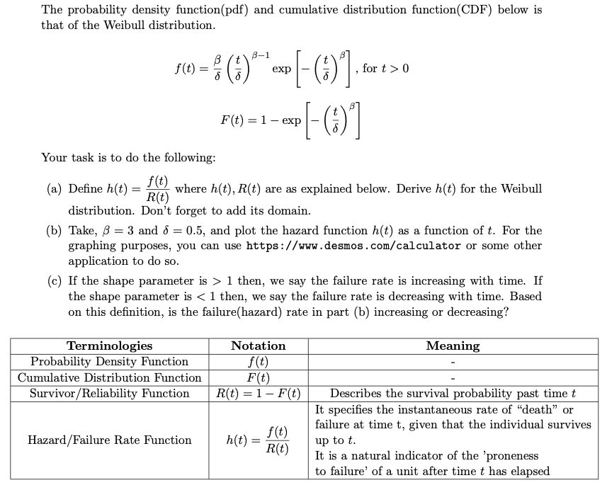 Solved The Probability Density Function Pdf And Cumulative Chegg Com