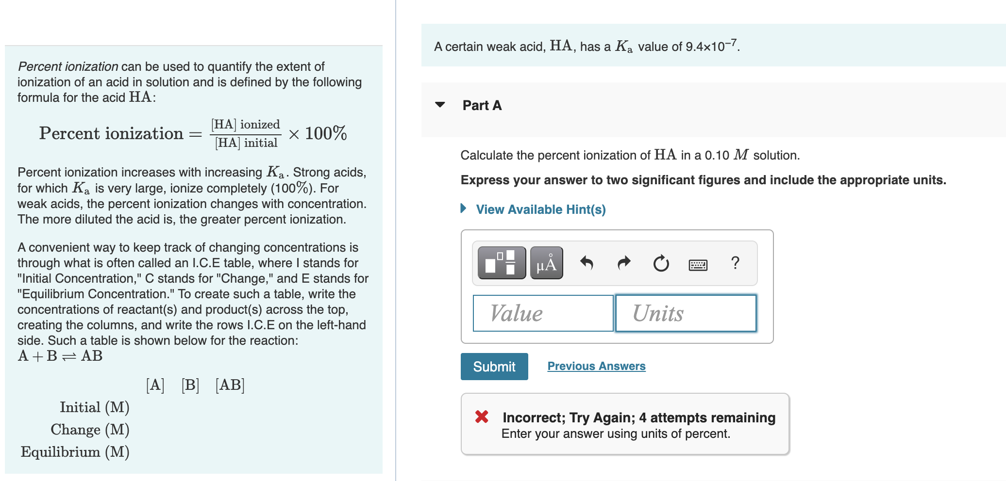 Solved A certain weak acid, HA, has a Ka value of 9.4x10-7. | Chegg.com