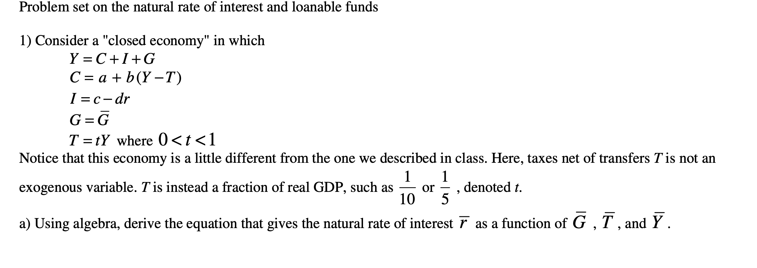 Solved Problem Set On The Natural Rate Of Interest And | Chegg.com