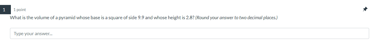 Solved 1 point What is the volume of a pyramid whose base is | Chegg.com