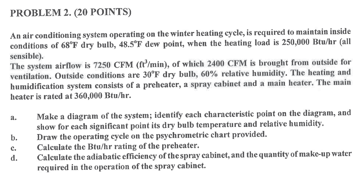 Solved PROBLEM 2. (20 POINTS) An air conditioning system | Chegg.com