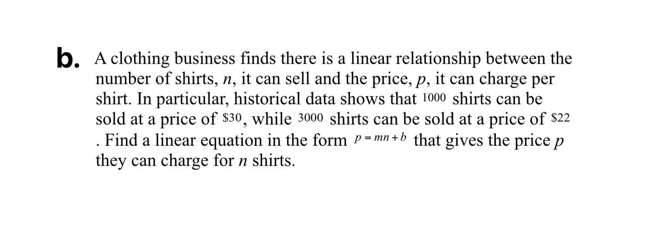 A clothing business finds there is a linear | Chegg.com