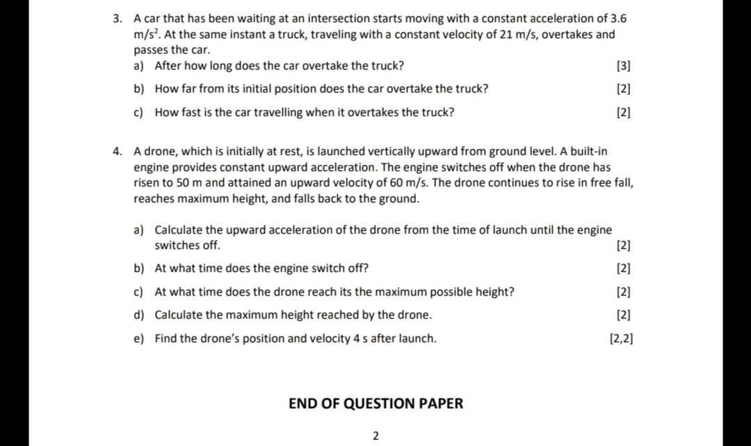 Solved 3. A car that has been waiting at an intersection | Chegg.com