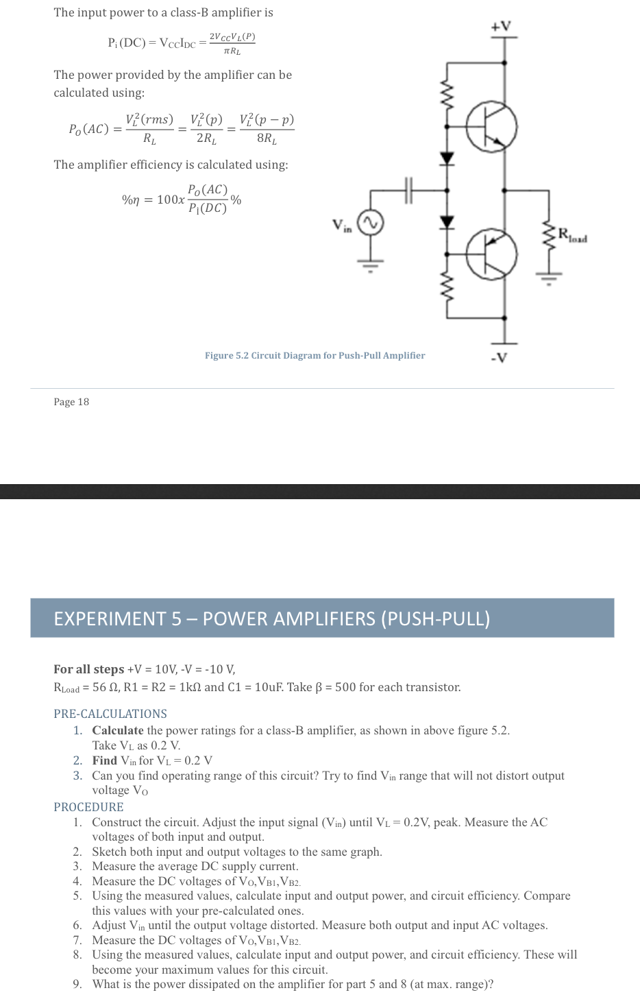 push pull amplifier experiment