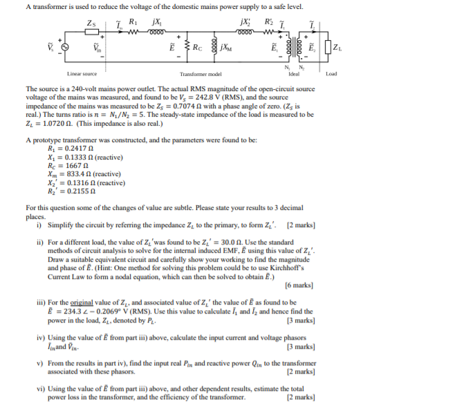 Solved A Transformer Is Used To Reduce The Voltage Of The Chegg Com