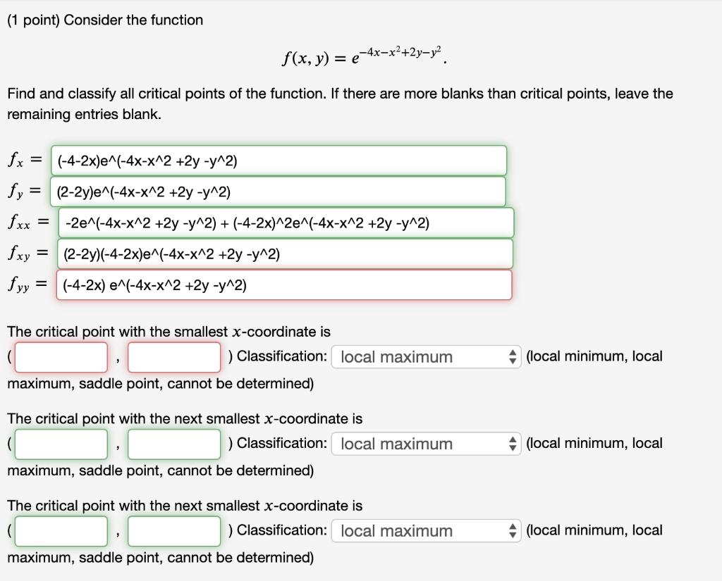 Solved (1 point) Consider the function f(x, y) = | Chegg.com