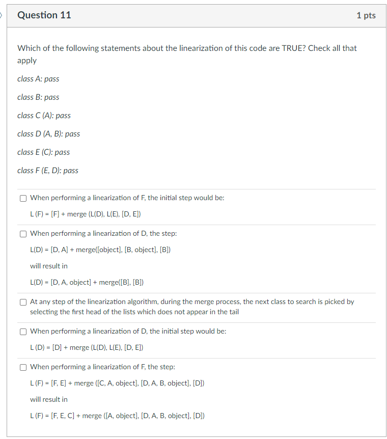 Solved Question 11 1 pts Which of the following statements | Chegg.com