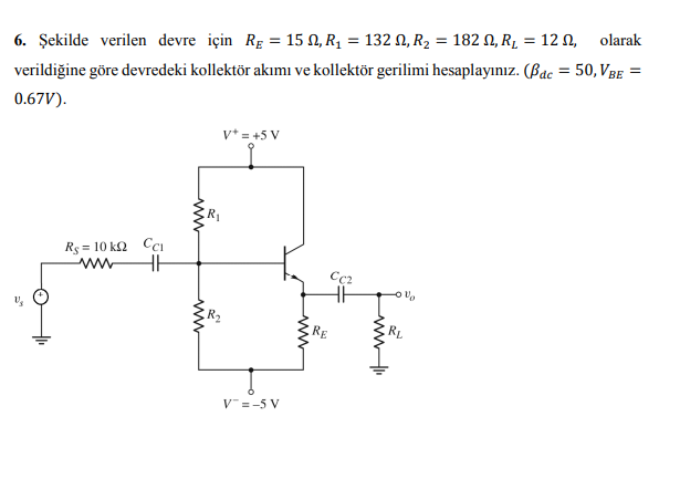 Solved For the circuit given in the figure 𝑅𝐸 = 15 Ω, 𝑅1 | Chegg.com