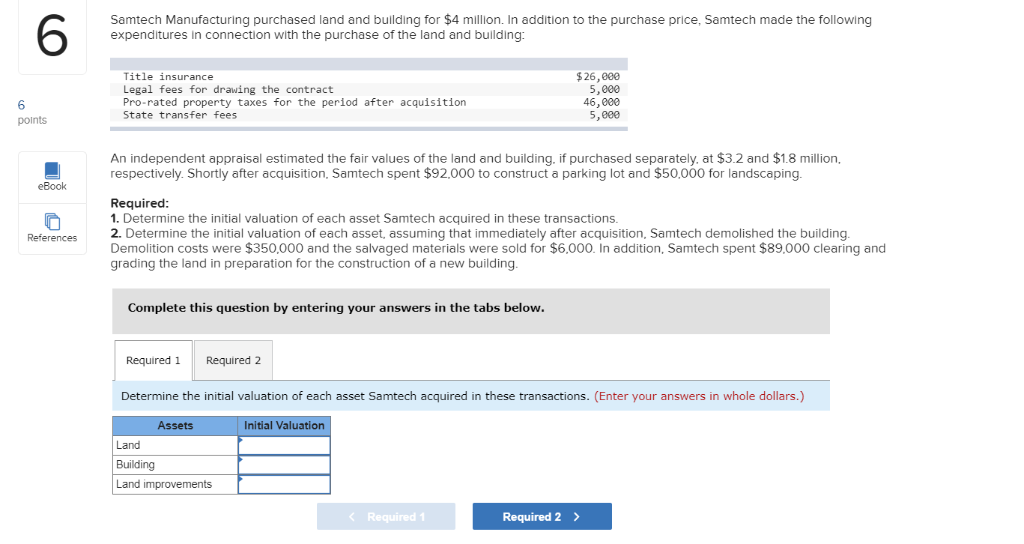 Solved Samtech Manufacturing purchased land and building for