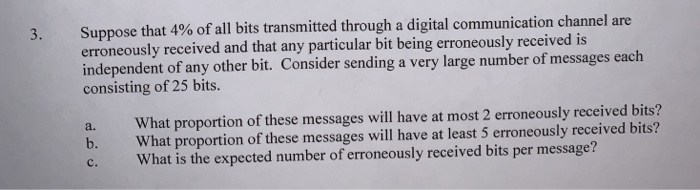 Solved Suppose that 4% of all bits transmitted through a | Chegg.com