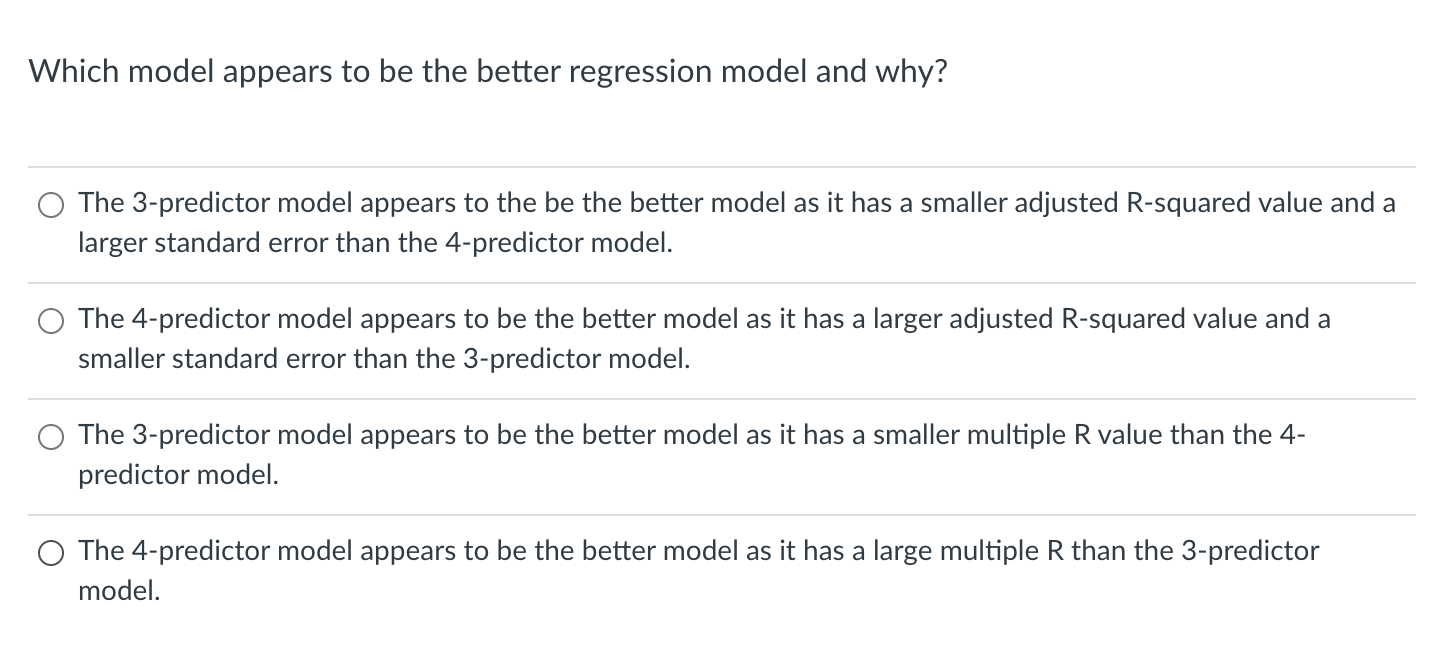 Solved David wanted to compare two regression models using | Chegg.com