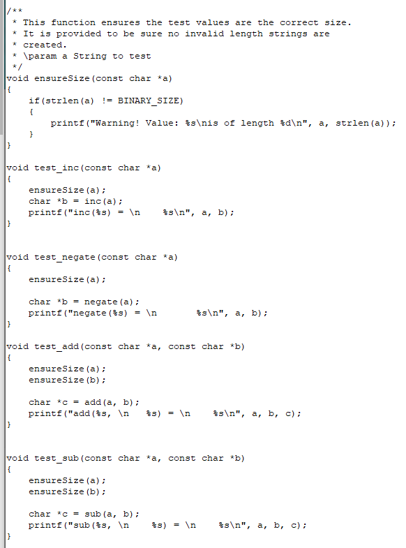 * This function ensures the test values are the correct size. * It is provided to be sure no invalid length strings are * cre